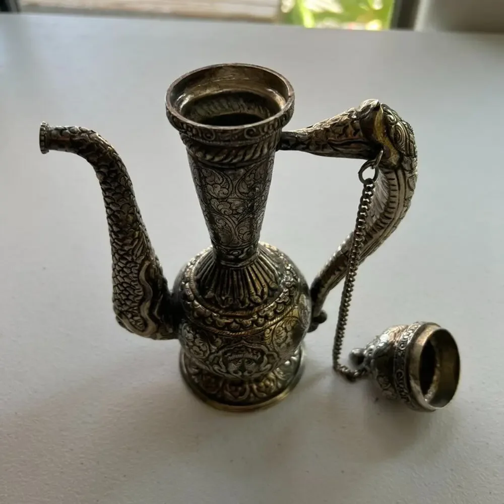 Antique Hand Crafted Repousse Teapot Vessel 8